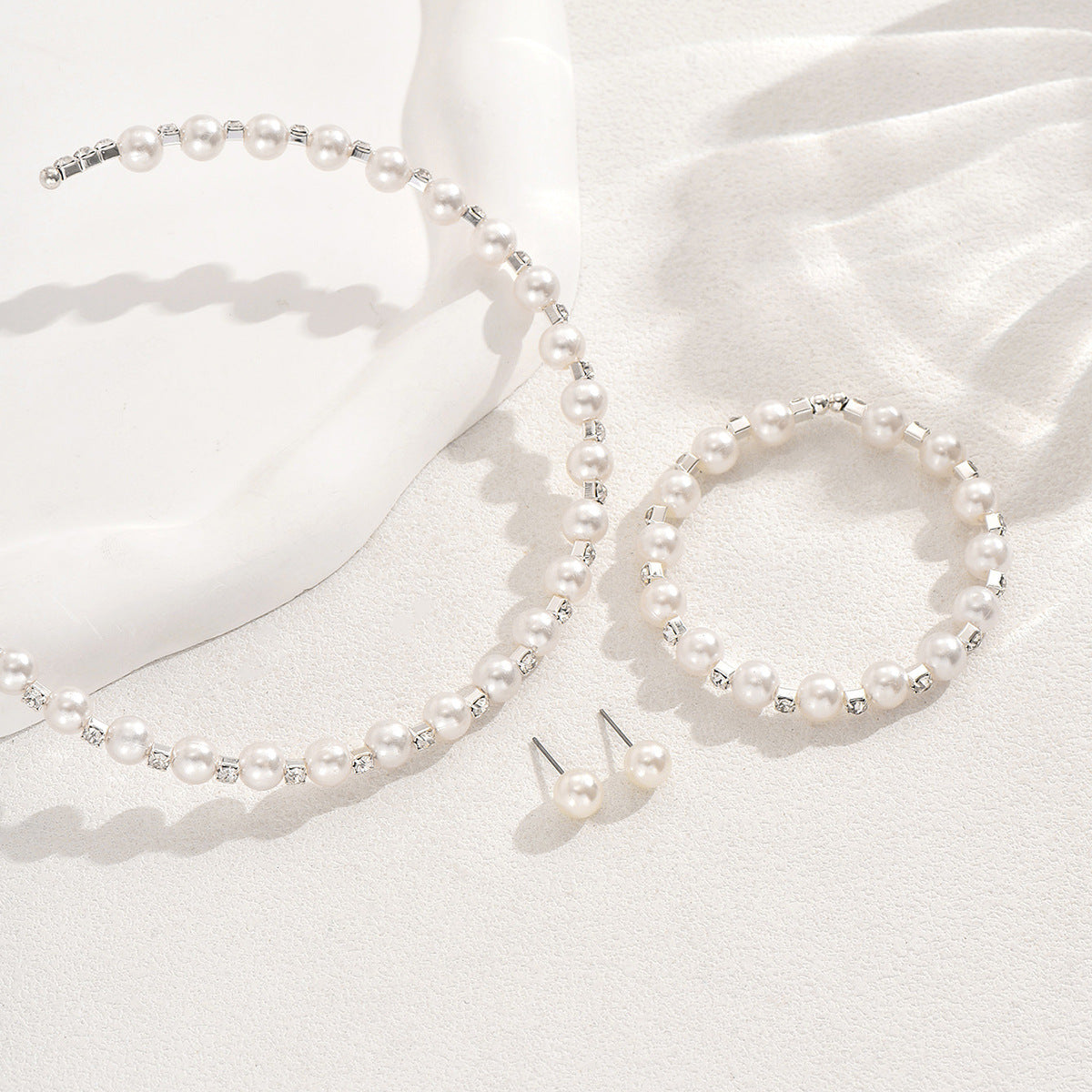 Creative Classic Pearl Collar Bridal Faux Jewelry Set