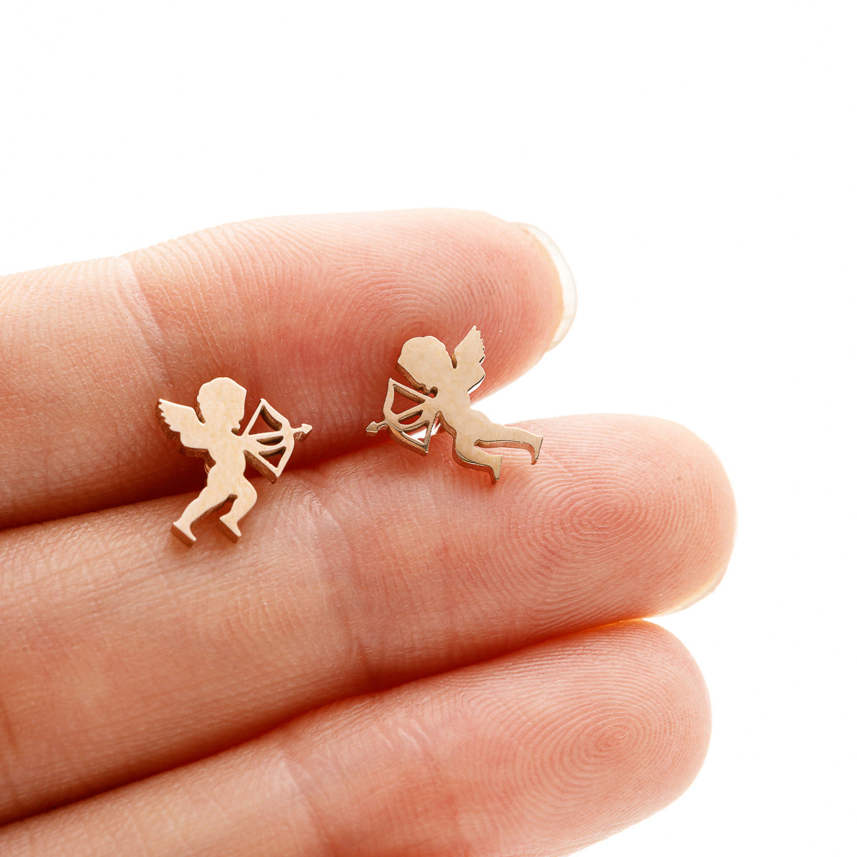 Stainless Steel Goldfish Bird Ear Design Ghost Skull Stud Earrings