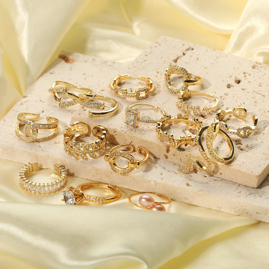 Women's Plating Golden Micro Rhinestone Inlaid Zircon Rings