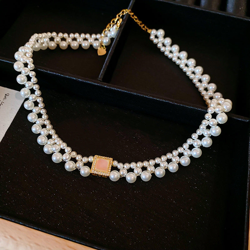 Pearl Twin Clavicle Chain Light Luxury Necklaces