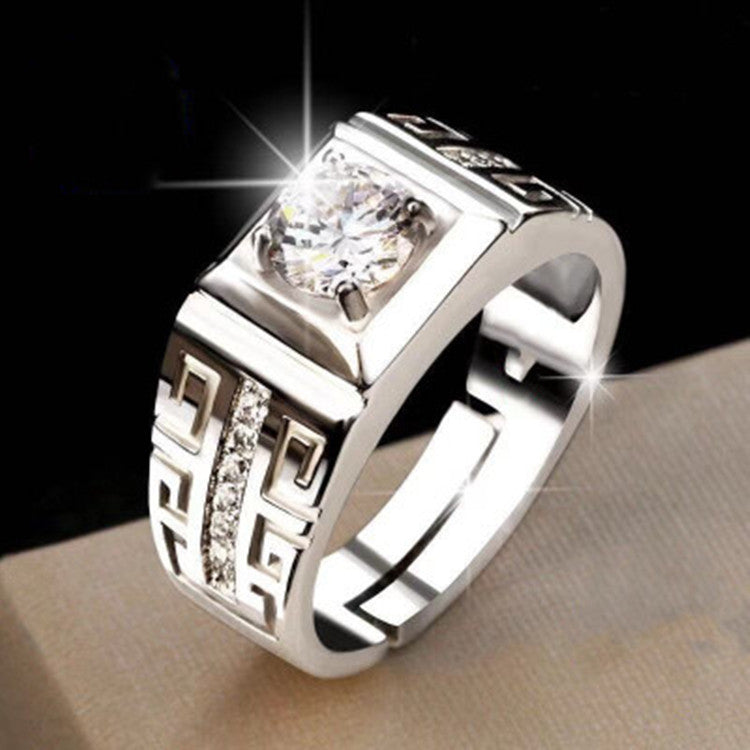 Men's Source Moissanite Open Mouth Man's Domineering Opening Adjustable Ring