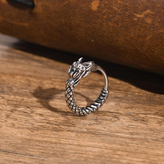 Men's Stainless Steel Snake-shaped Retro Color Ear Earrings