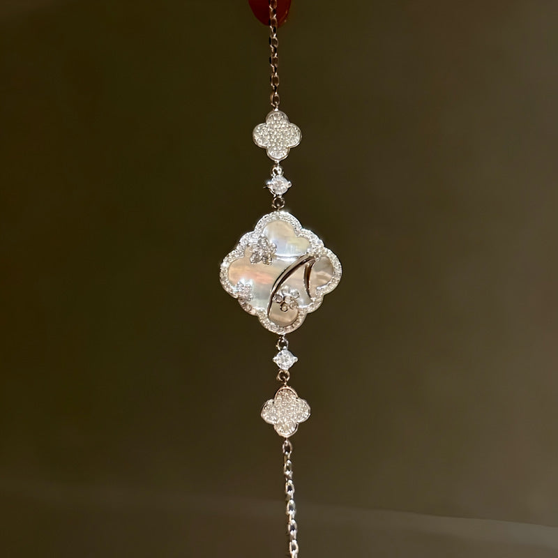 Women's Flower Fritillary Zircon Ear Light Luxury Minority High Sense Earrings