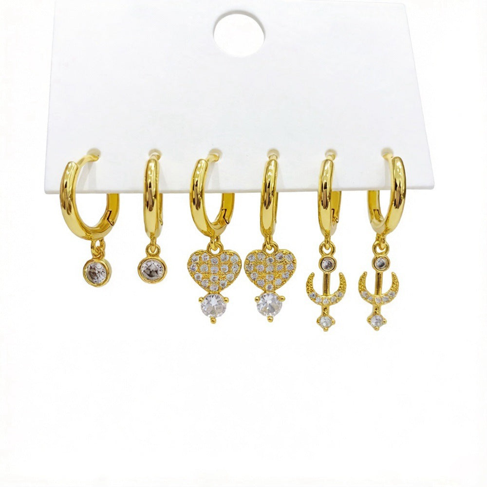 Ear Clip Three Pairs Copper Plated Real Earrings