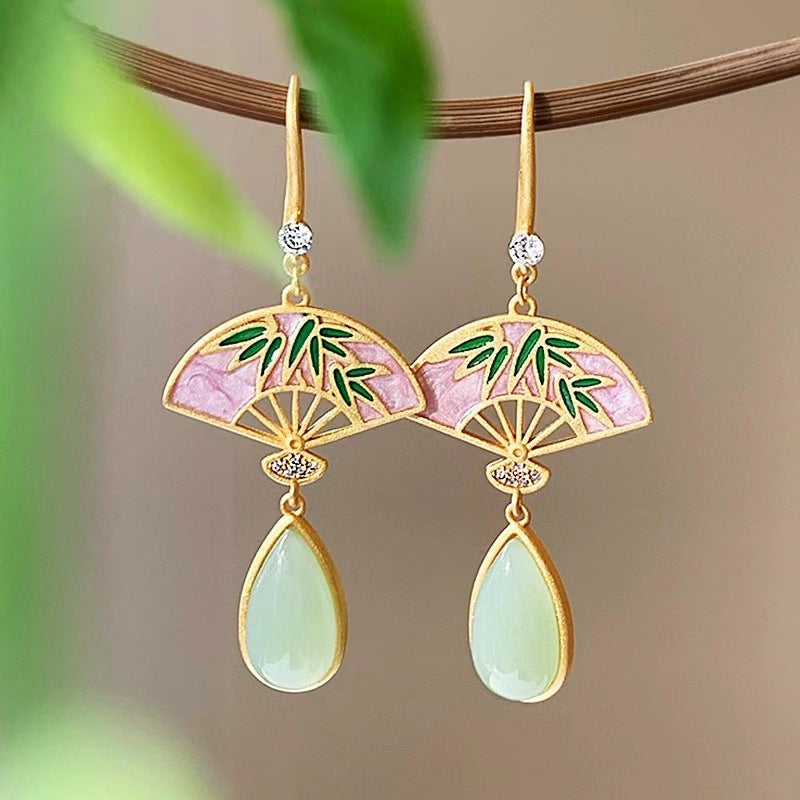 Women's Style Bamboo Leaf Scallop Ethnic Elegant Earrings