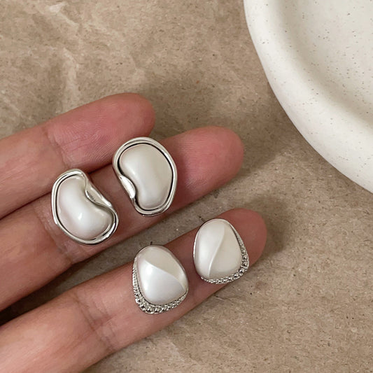 Geometric Beans Metal Female Niche High Sense Temperament Earrings