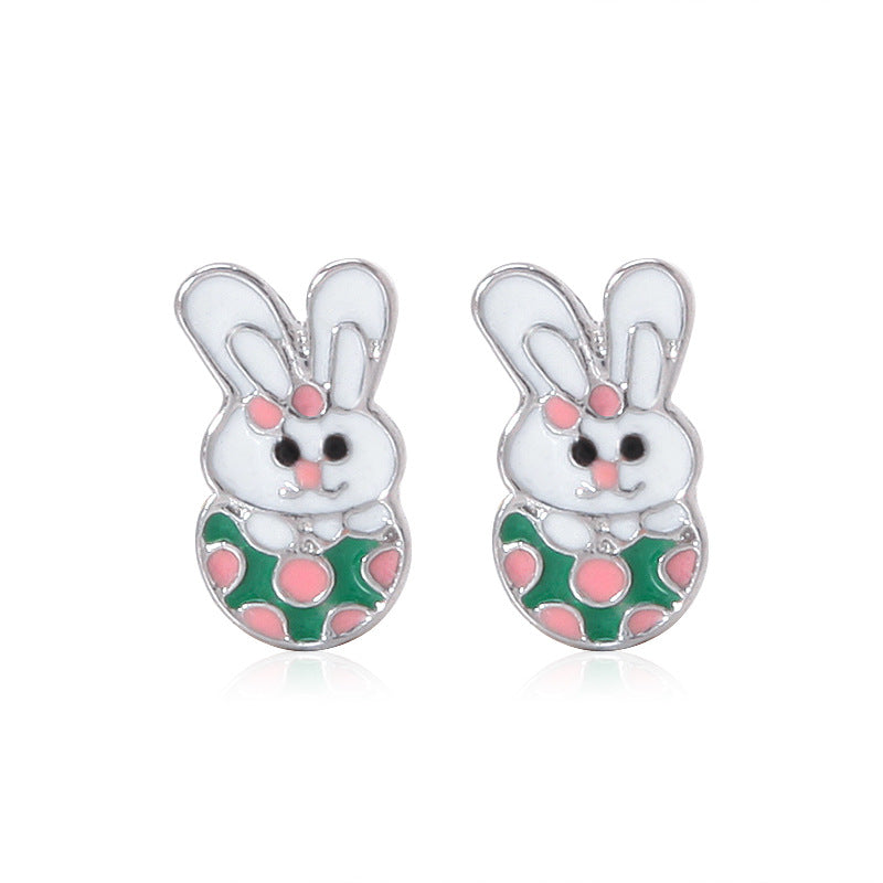 Cartoon Dripping Oil Alloy Rabbit Rejuvenating Earrings