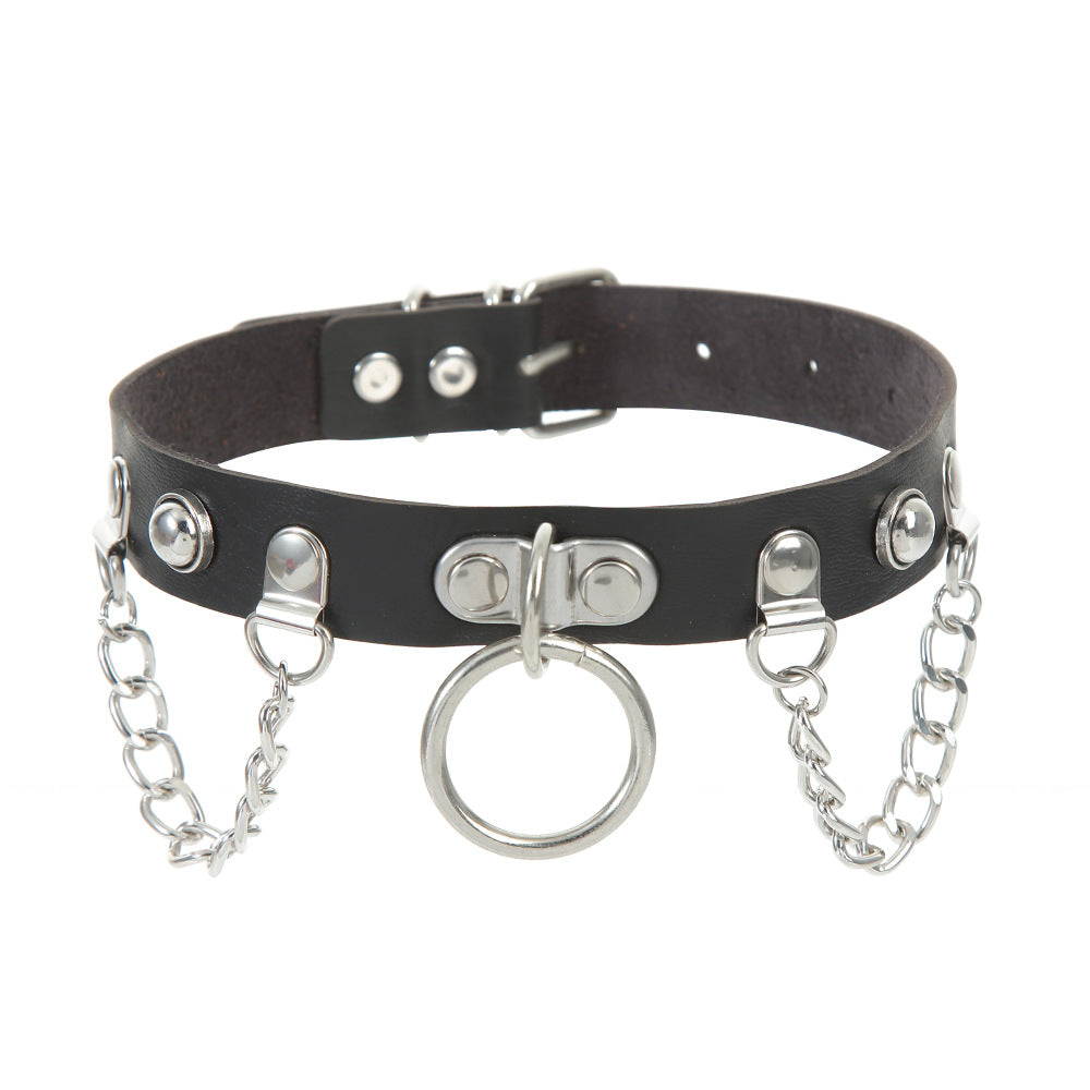 Women's Band Chain Design Leather High-grade Punk Necklaces