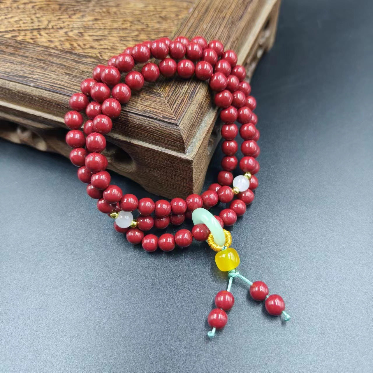 Women's & Men's Cinnabar Purple Gold Sand Single Circle Simple Buddha Beads Light Bracelet