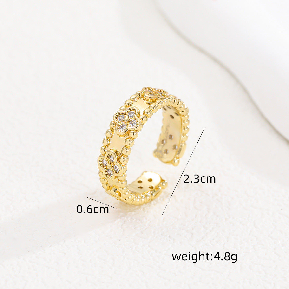 Braiding Copper Inlaid Zirconium Real Gold Winding Female High Sense Ring