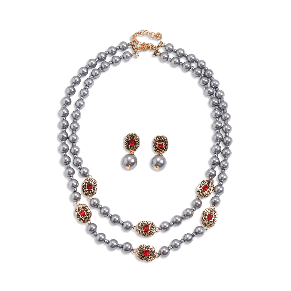 Oval Pearl Vintage Sweater Chain Light Luxury Jewelry Set