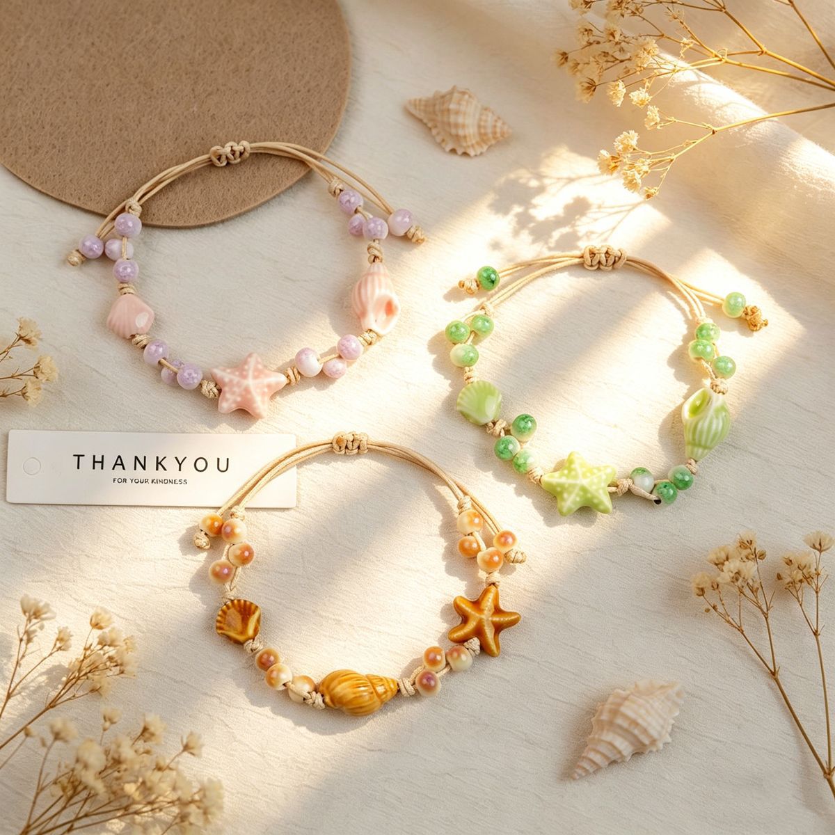 Ceramic Design High-grade Female Sweet Artistic Marine Shell Carrying Bracelets