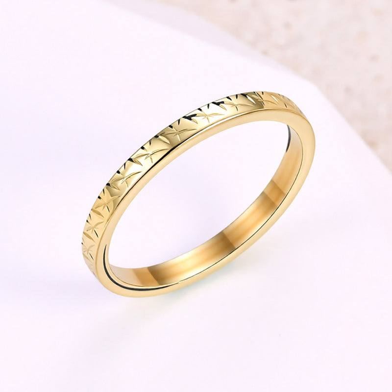 Titanium Steel French Light Pattern Simple Female Index Ring