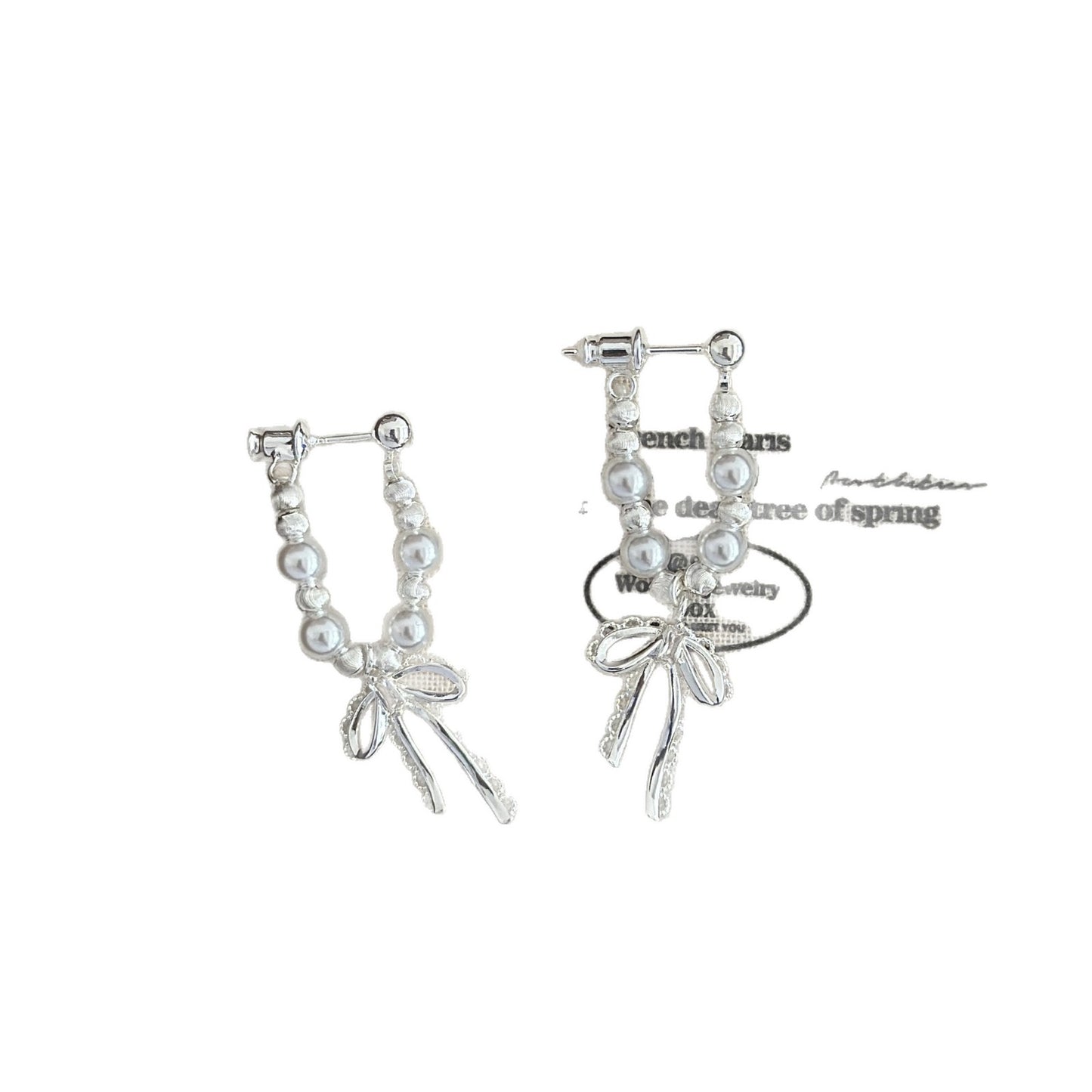 Super Fairy Lace Bow Pearl Tassel Female Design Gentle Earrings