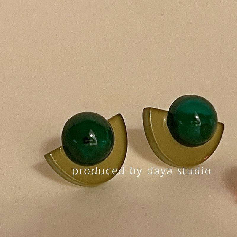 Retro Acrylic Jelly Round Contrast Fashion Earrings