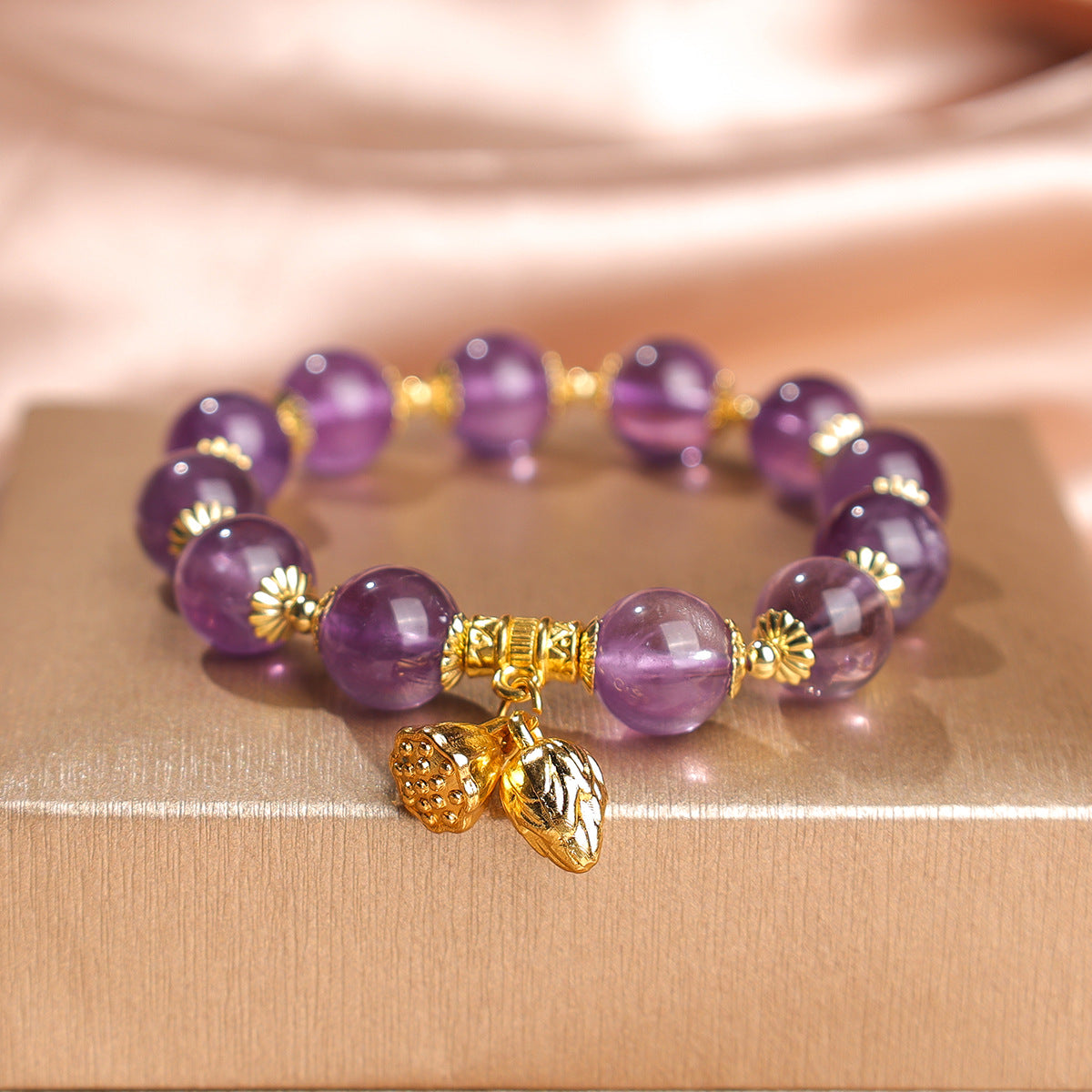 Women's Natural Amethyst Beaded For Mild Luxury Retro Bracelet