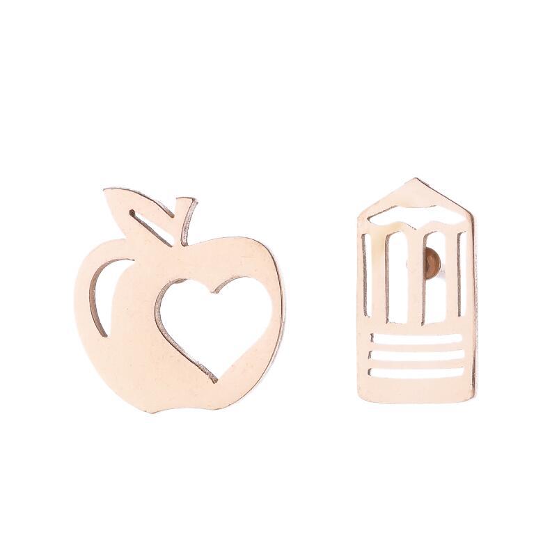 Summer Fruit Ear Fashion Stainless Steel Simple Cherry Apple Strawberry Stud Earrings