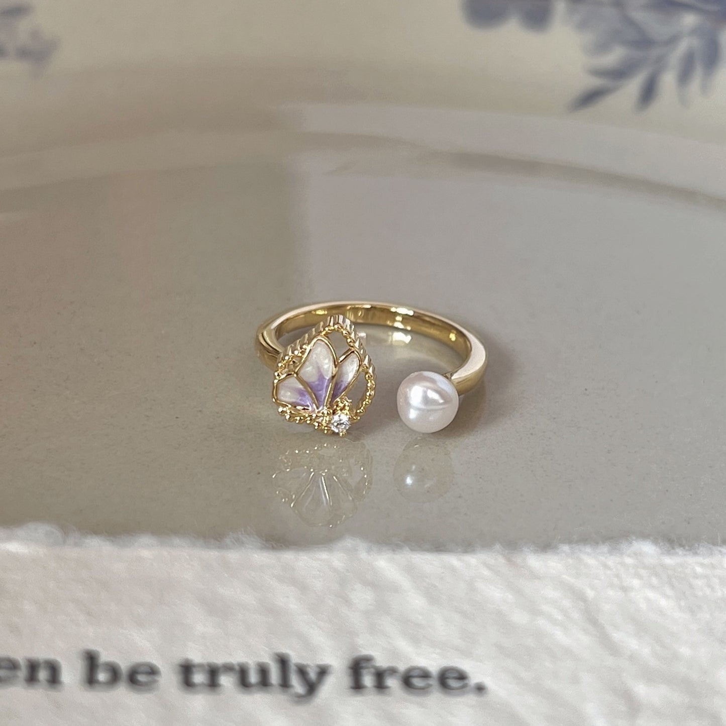 Glaze Enamel Butterfly Female Purple Special Interest Light Rings