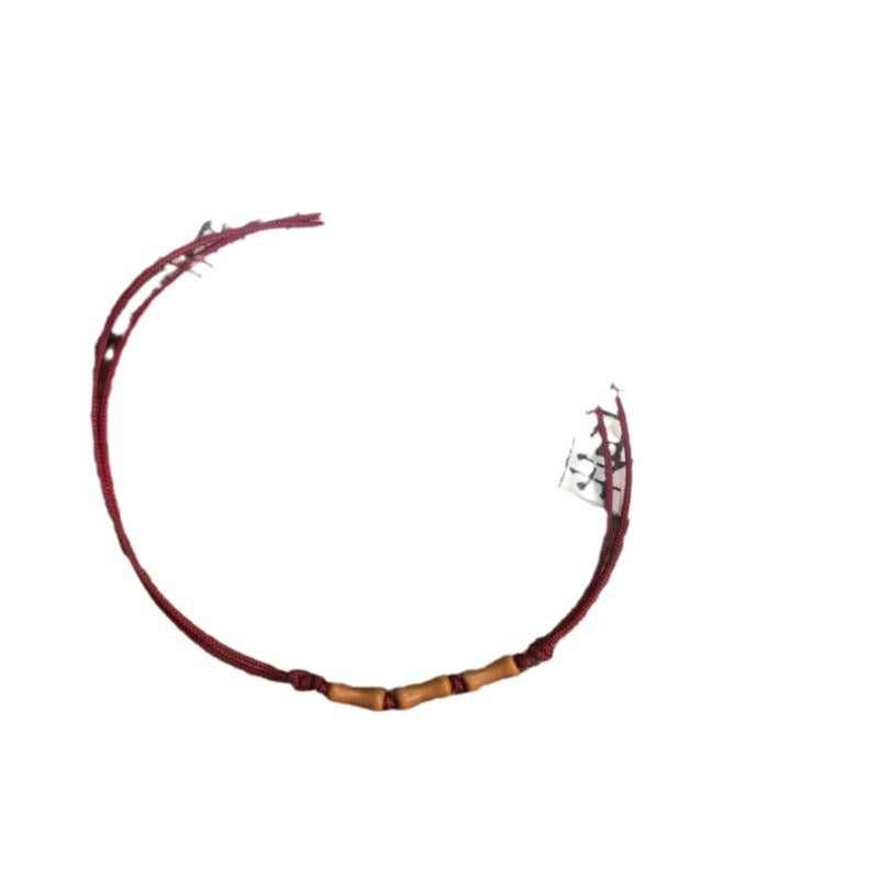 Peach Bamboo Joint Red Rope Woven Postgraduate Entrance Bracelets