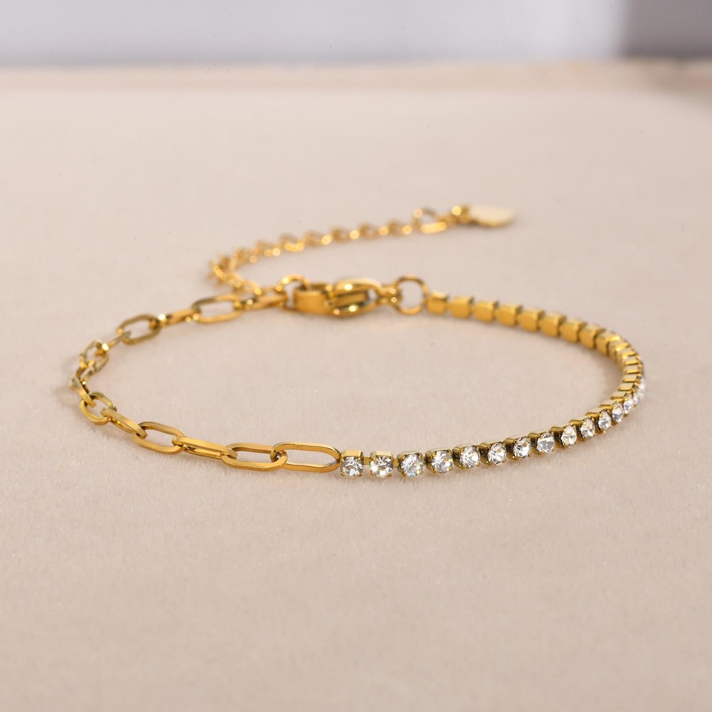 Women's Stainless Steel Flat Cross Chain Zircon Titanium Simple Personalized Bracelet