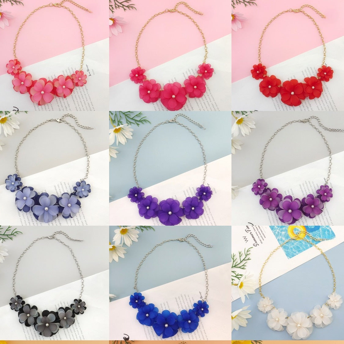 Platinum Card Fashion Personality Acrylic Five Flower Choker Pendants