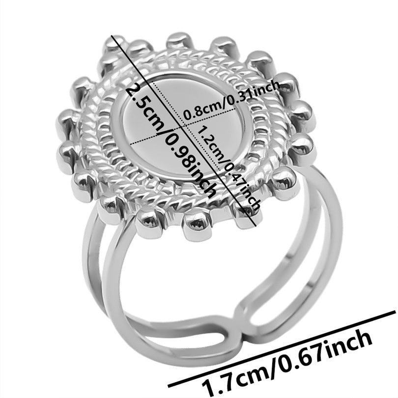 Women's & Men's Stainless Steel Titanium Geometric Oval Base Support Cold Rings