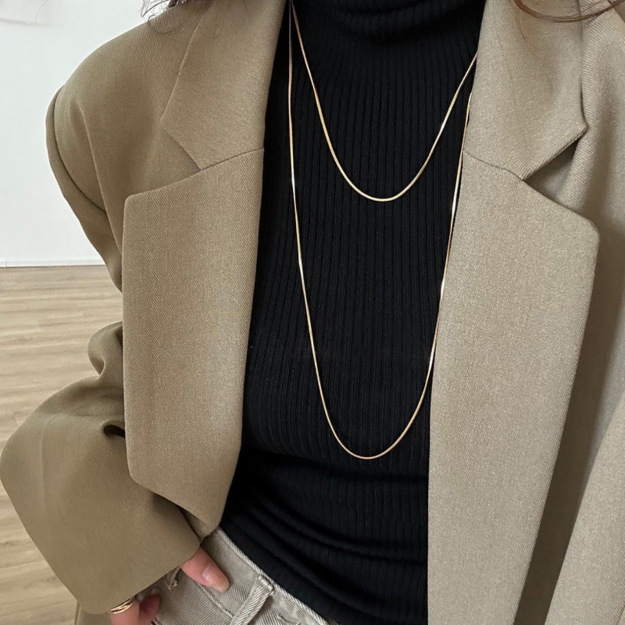 Women's Twin Gold Snake Bone High-grade Sweater Necklaces