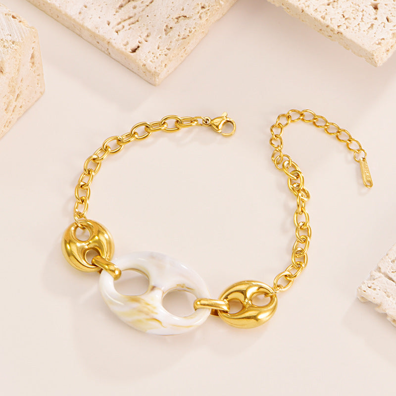Gold Color Resin Buckle Light Luxury Jewelry Set