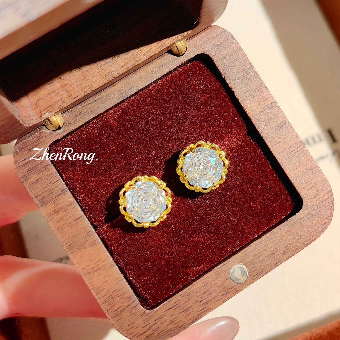 Women's Sea Blue Zirconium Inlaid High Carbon Diamond Pink Jewelry Set