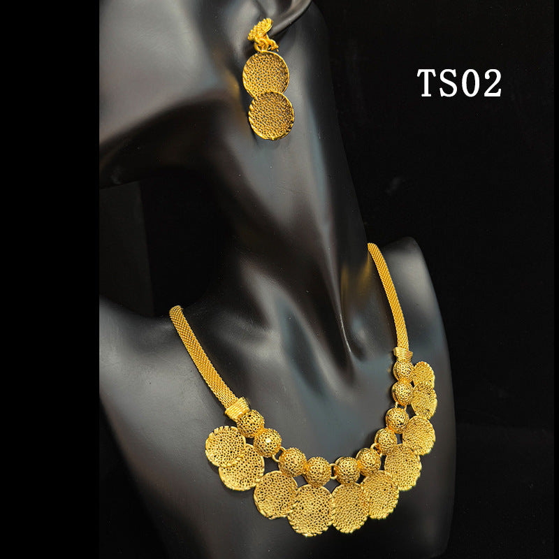 Gold Plated Female Bridal Wedding Imitation Jewelry Set