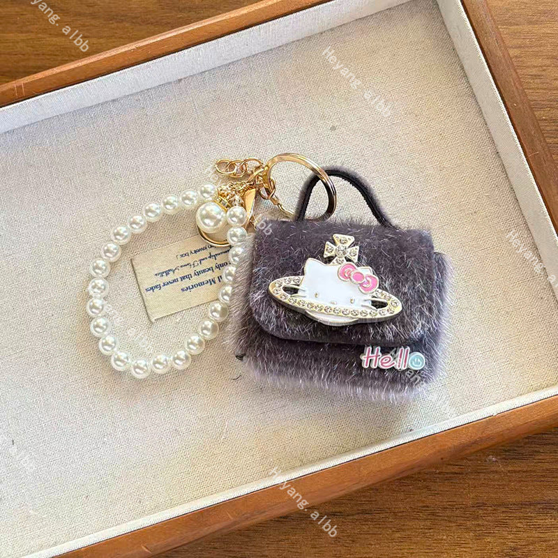 Cat Earphone Bag Pearl Sweet Girly Pendants