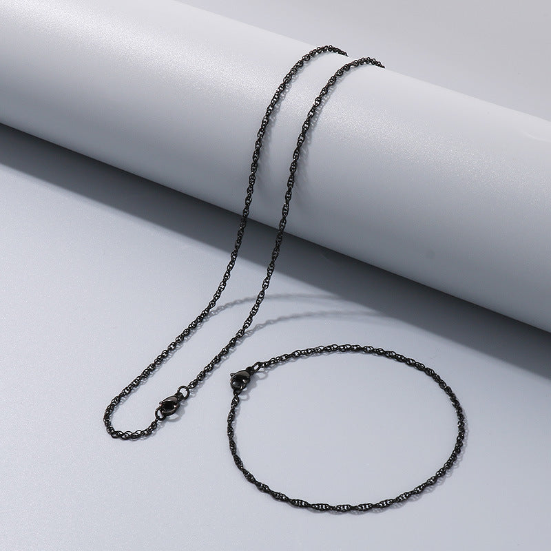 Women's & Men's Square Line Hemp Flowers Chain Simple Choker Titanium Steel Woven Necklace