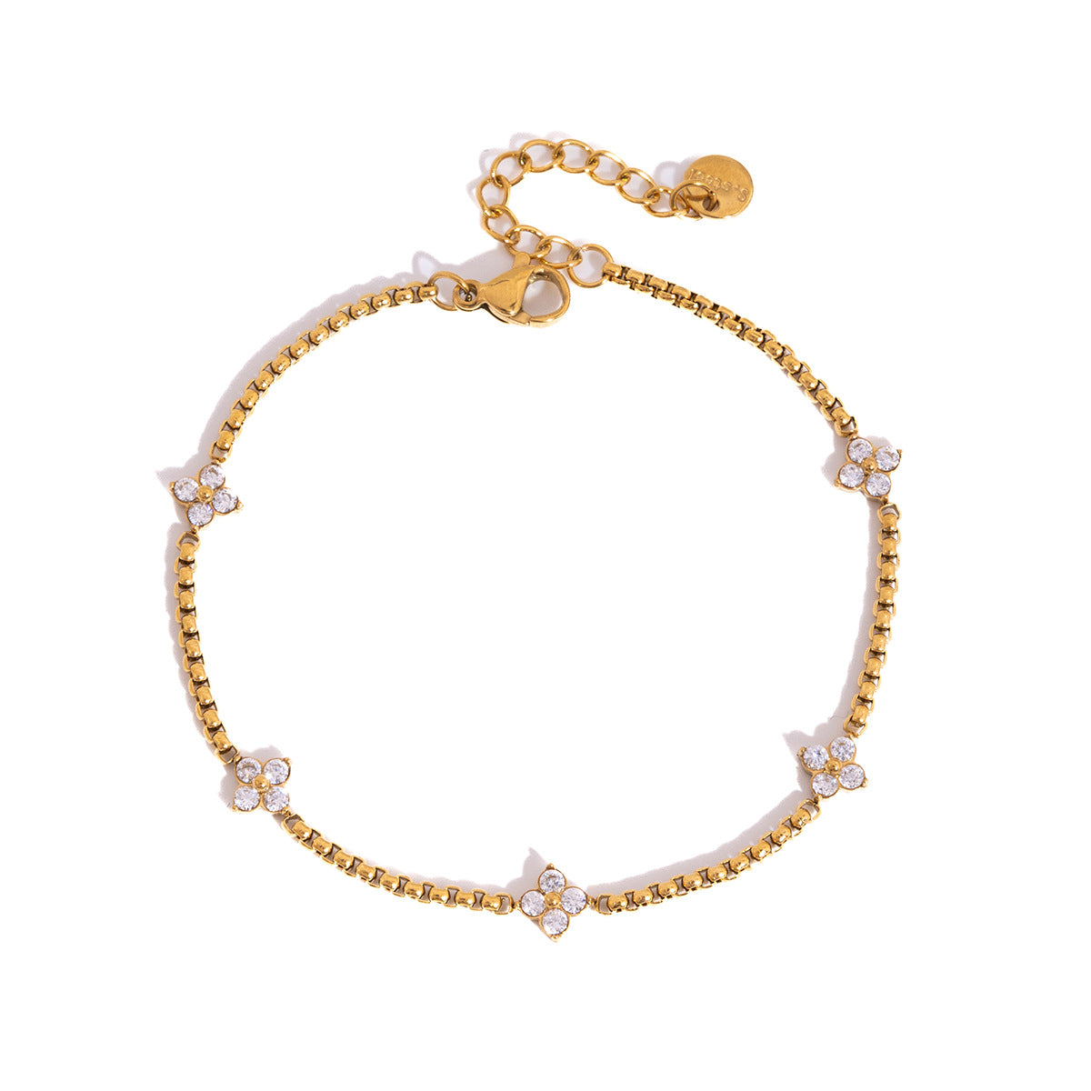 White Zircon Clover Stainless Steel Female Minimalist Bracelets