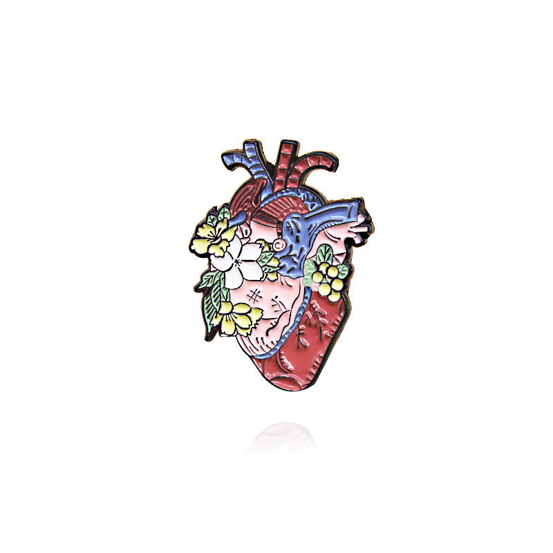 Series Badge Pink Lung Uterus Skeleton Brooches