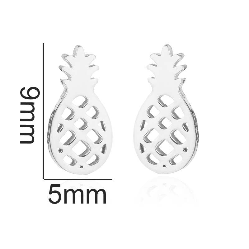 Summer Fruit Ear Fashion Stainless Steel Simple Cherry Apple Strawberry Stud Earrings