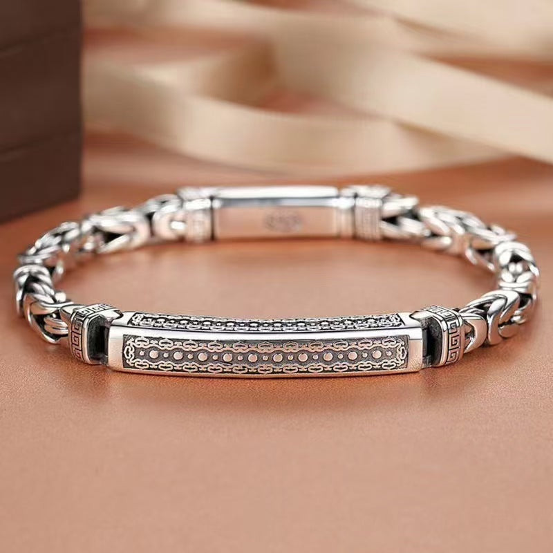 Men's Sier-plated Safe Return Pattern Personality Trend Bracelets