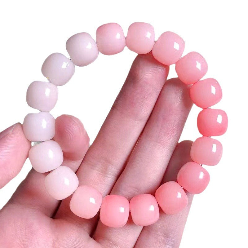 Temperament Imitation White Jade Green Bodhi Barrel Bracelet