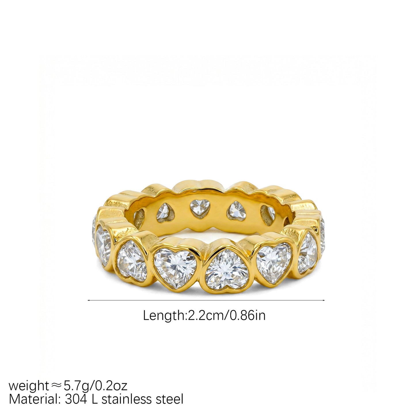 Zircon Stackable Titanium Steel Gold-plated Light Luxury Stacked Rings
