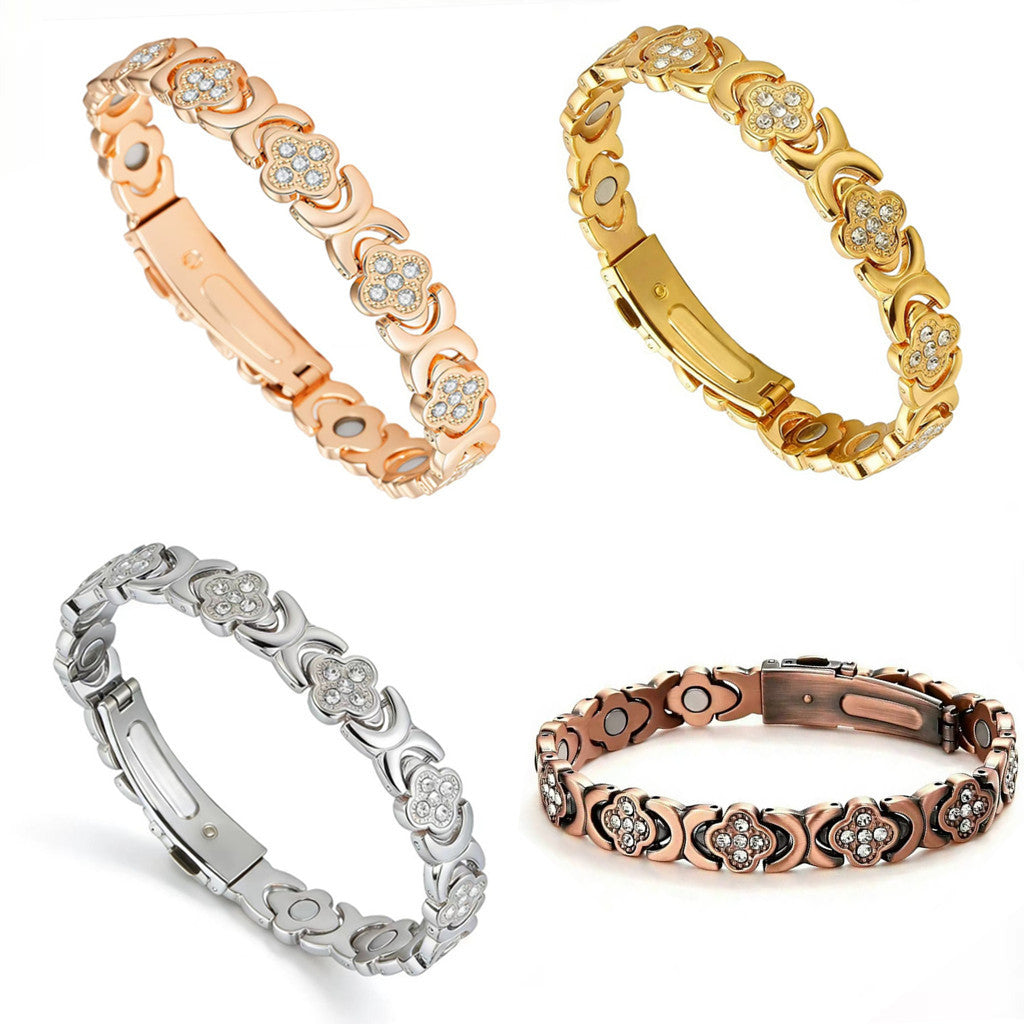 Women's & Men's Bronze Magnet Striped Fashion Full Series Bracelet