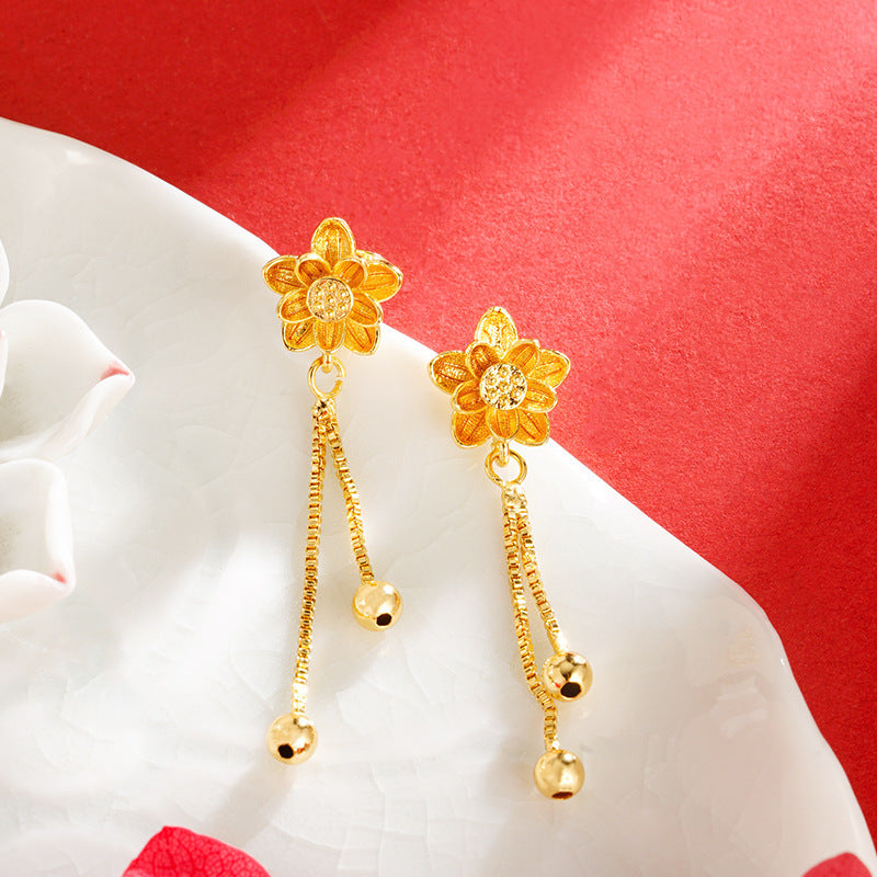 Women's Placer Gold Tassel No Color Fading Rings