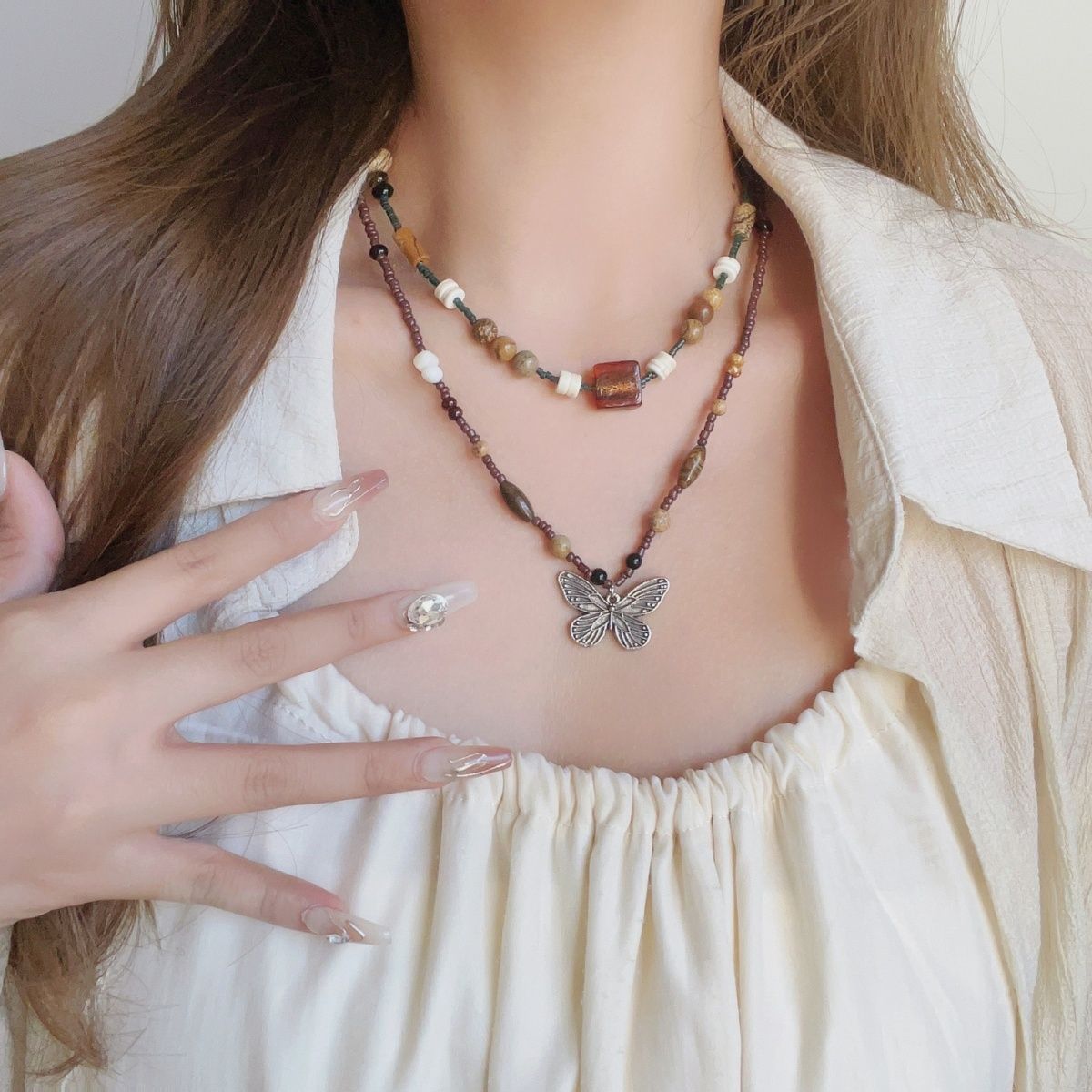 Women's Beaded Butterfly For Light Luxury Minority Design Sense Inner Zen Necklaces