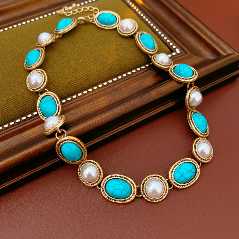Women's Dripping Oval Tassel Exaggerated Personalized Sweater Chain Jewelry Set