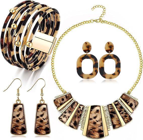 Women's Fashion Vintage Leopard Print Alloy Exaggerated Jewelry Set