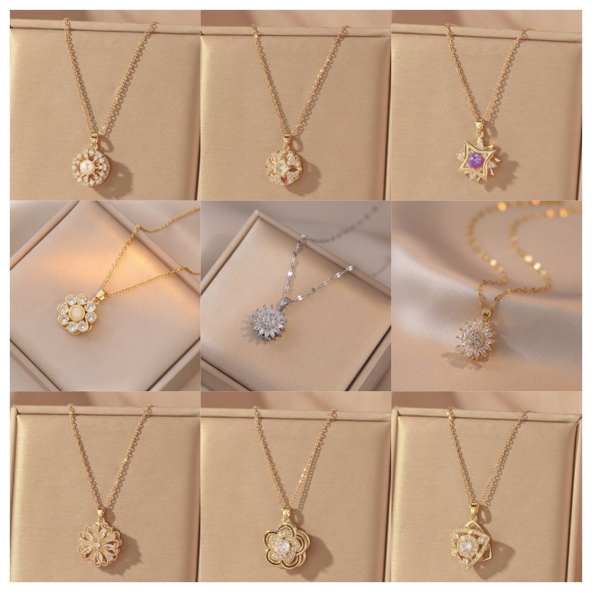 Women's Colorful Flower Titanium Steel Clavicle Chain Necklace