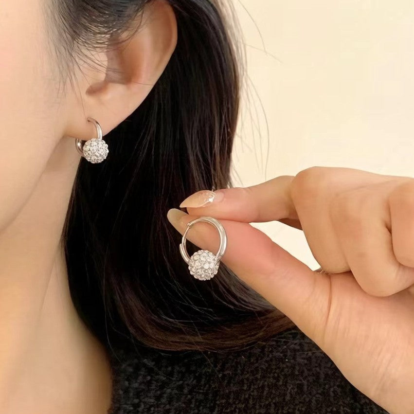 Diamond Female Simple Light Luxury High Sense Niche Ear Clip Earrings