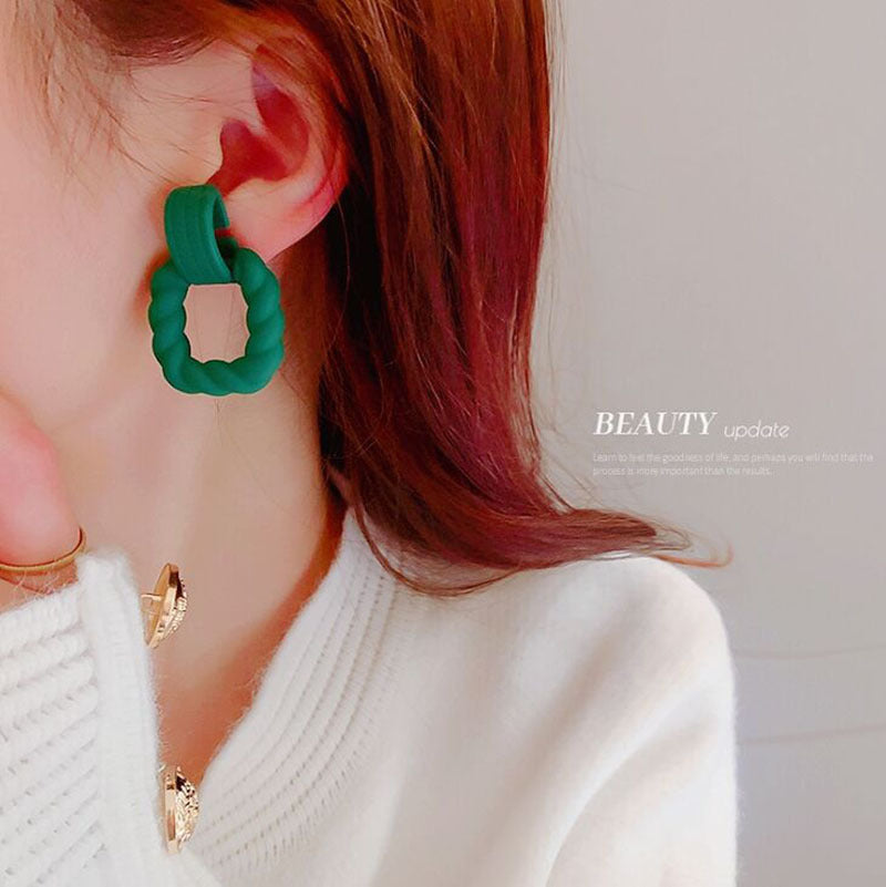 Needle Acrylic Twist Square Patch Graceful Geometric Retro Earrings