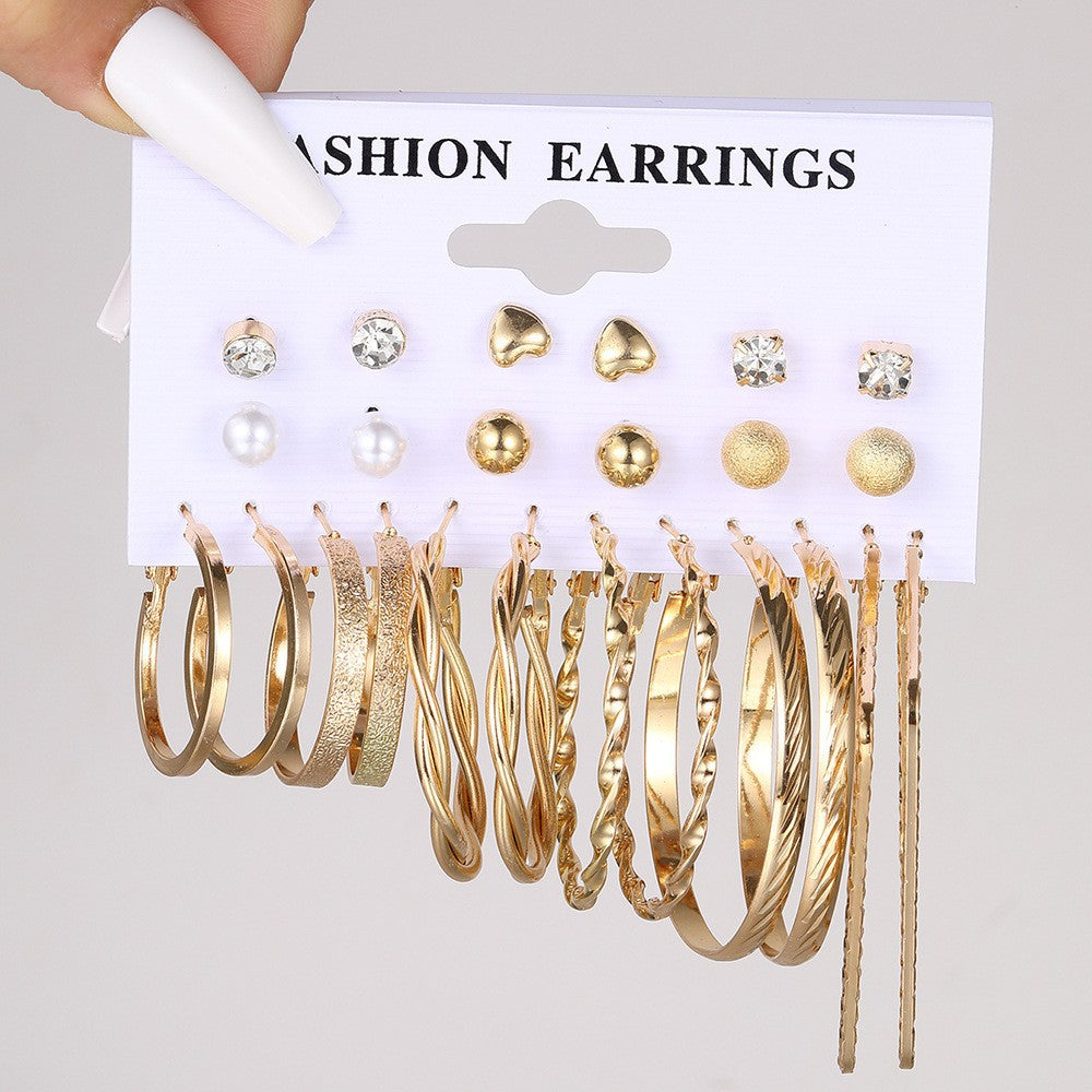 Fashion High Sense Ear Vintage Pearl Geometric Earrings