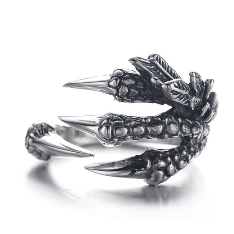 Men's Domineering Opening Ancient Sier Eagle Dragon Ring