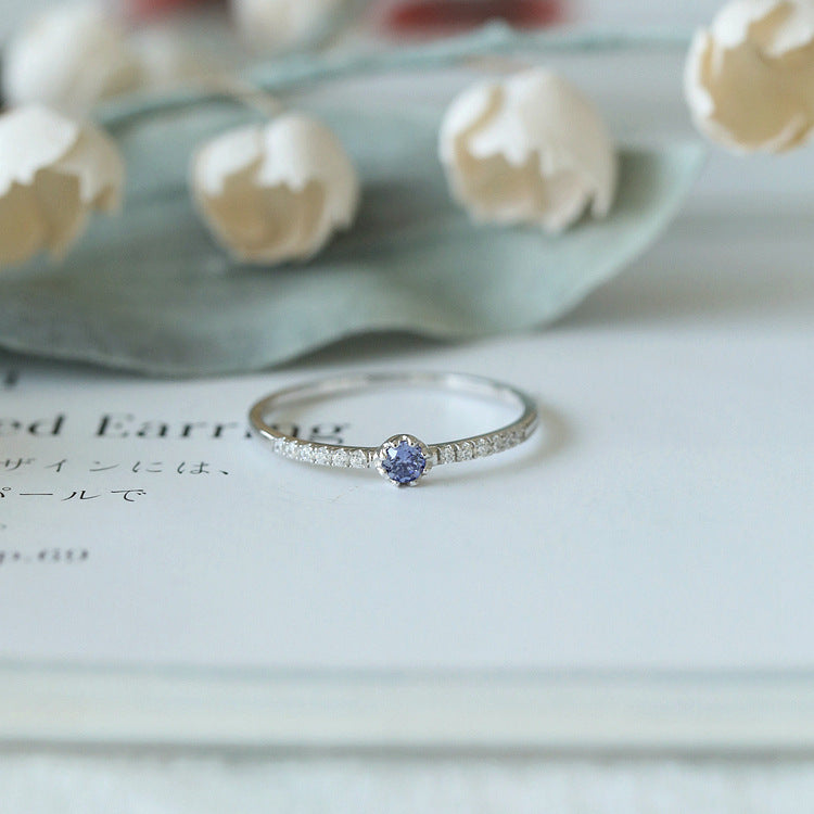 Phantom Blue Row Diamond Female Affordable Luxury Fashion Niche Rings