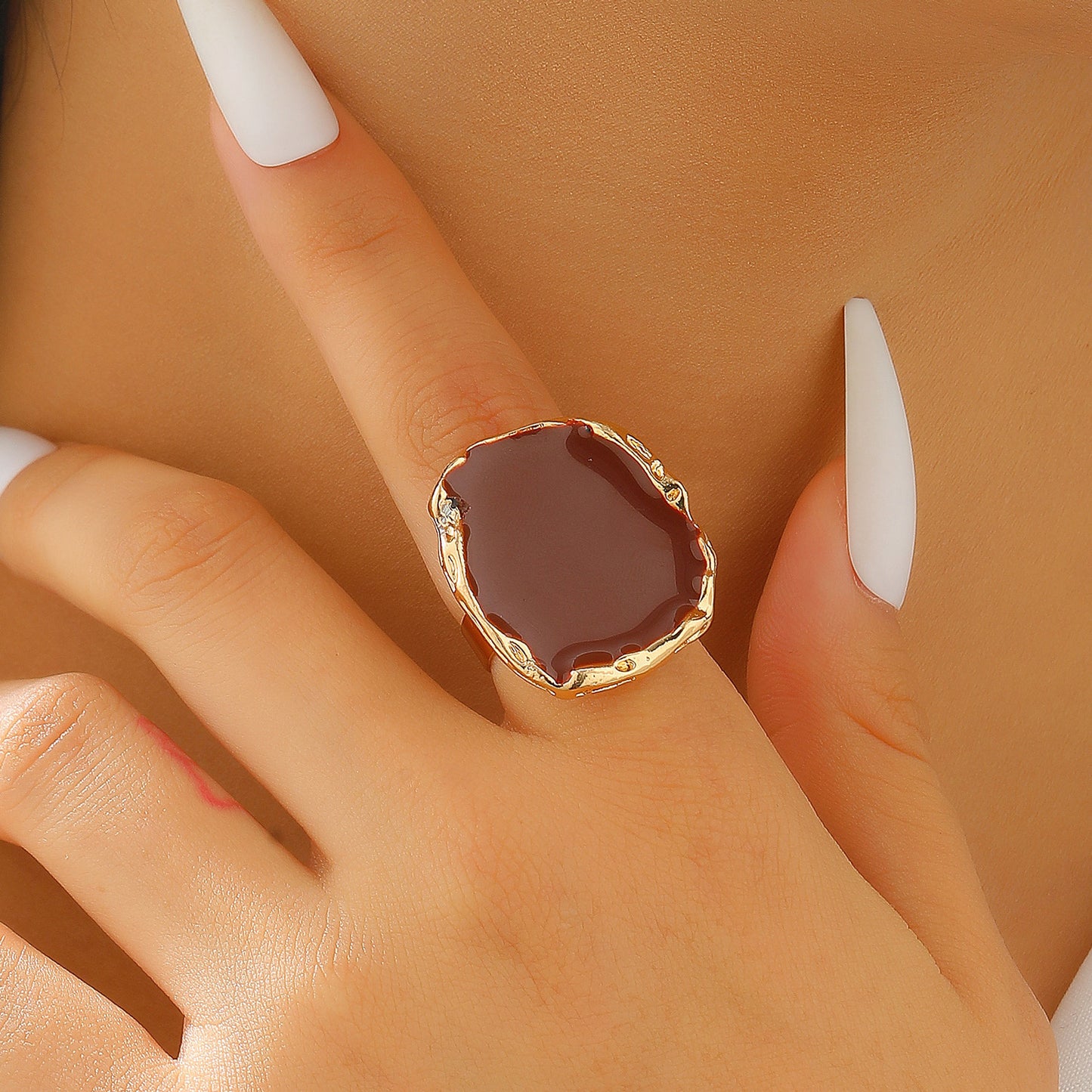 Women's Alloy Irregular Golden Edge Drip For Retro Personality All Jewelry Set